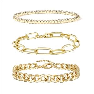 14K Gold Bracelet Set Adjustable